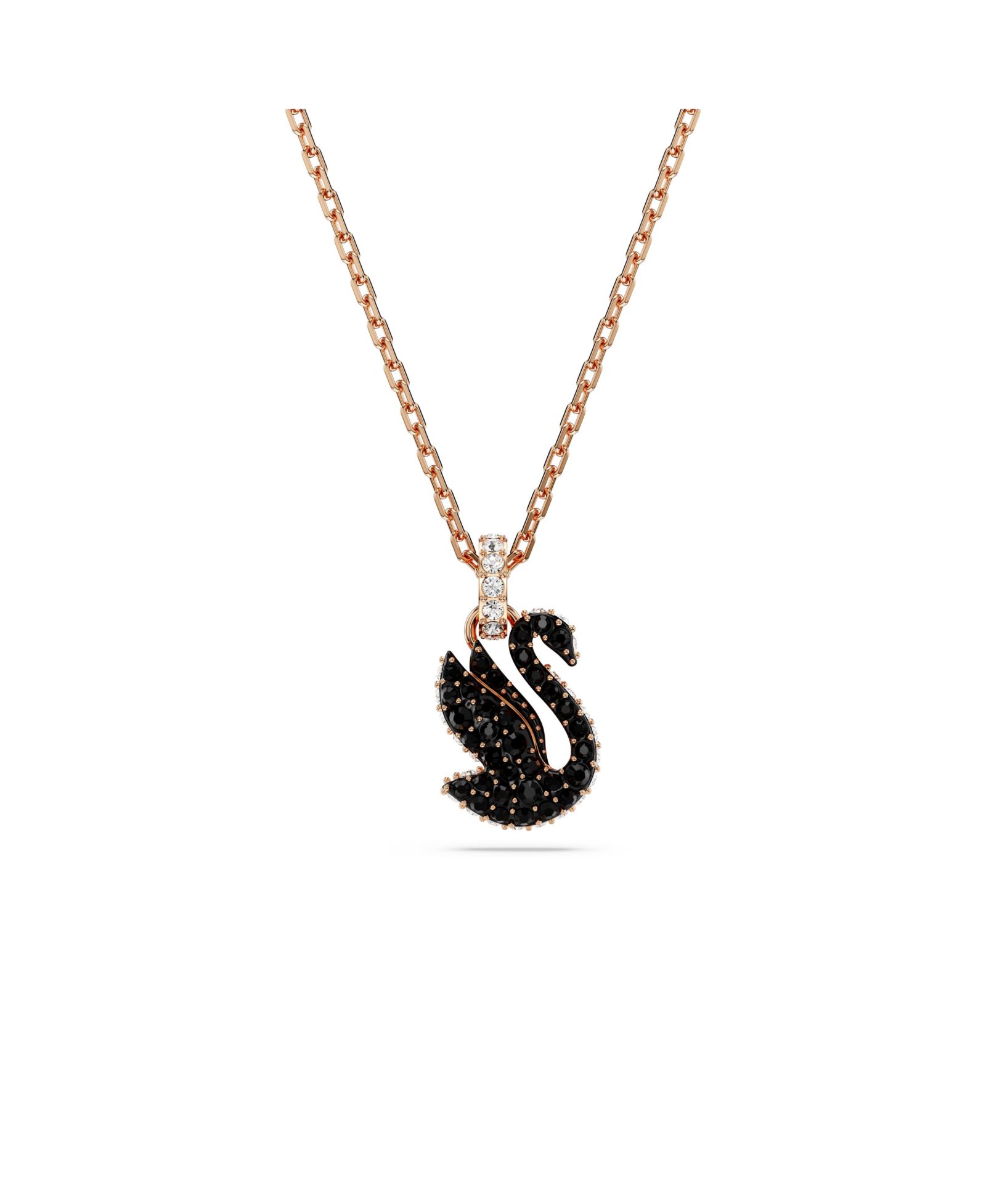 Подвеска Swarovski Swan, Small, Black, Rose Gold-Tone Iconic Swan
