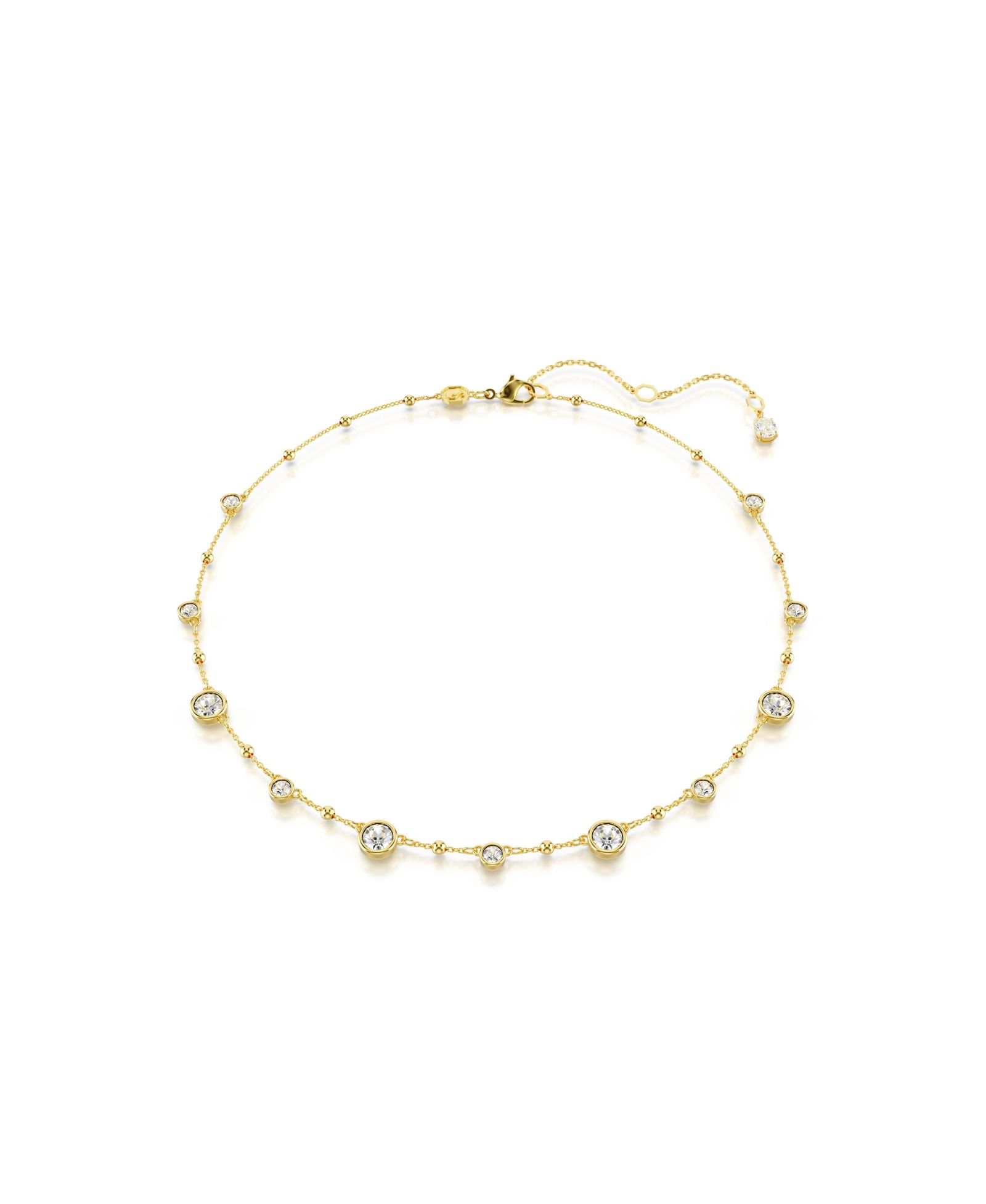 Ожерелье Swarovski Round Cut, Scattered Design, White, Gold-Tone Imber