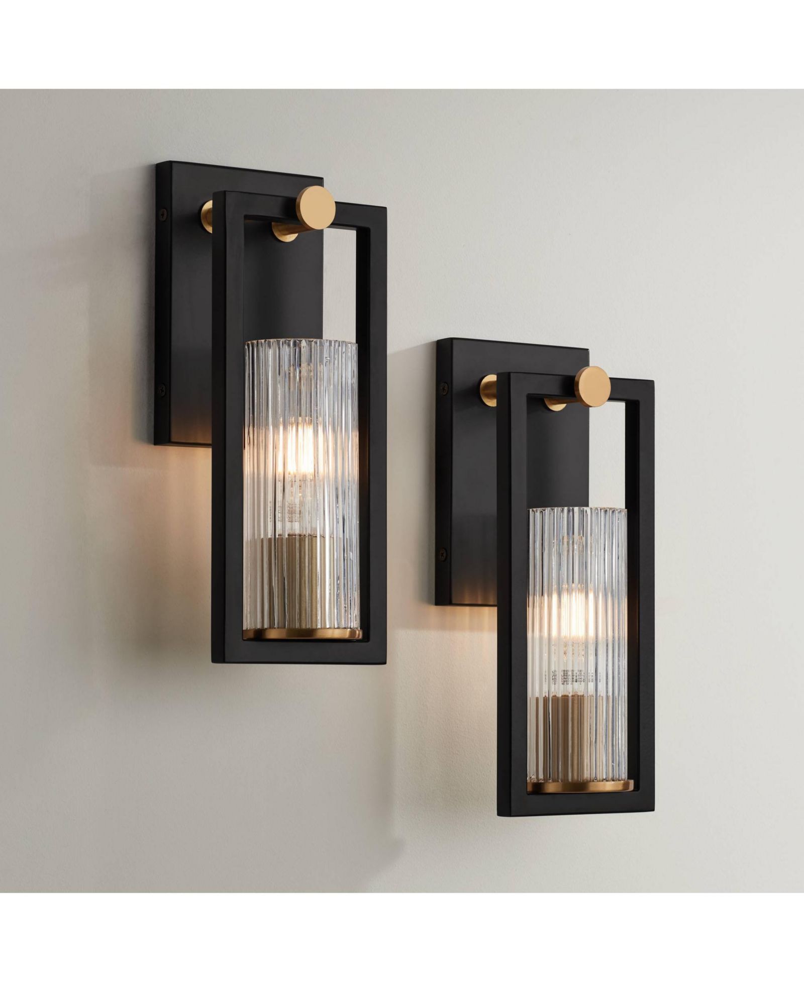 Stiffel Set of 2 Clear Ribbed Glass 4 1/2" Wall Sconce