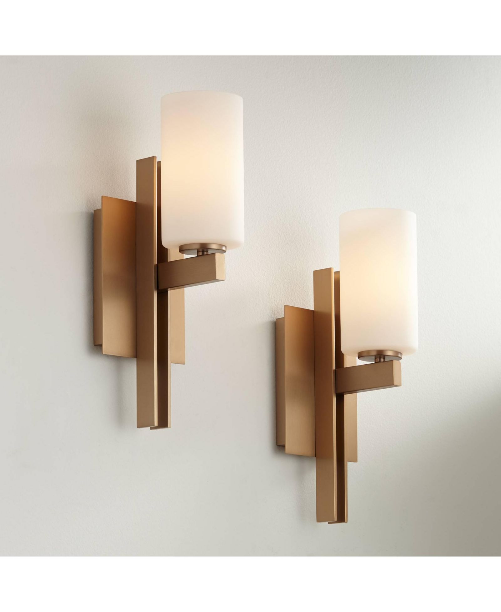 Possini Euro Design Ludlow Modern Wall Light Sconces Set of 2 Burnished Brass Hardwire 4 1/2" Fixture
