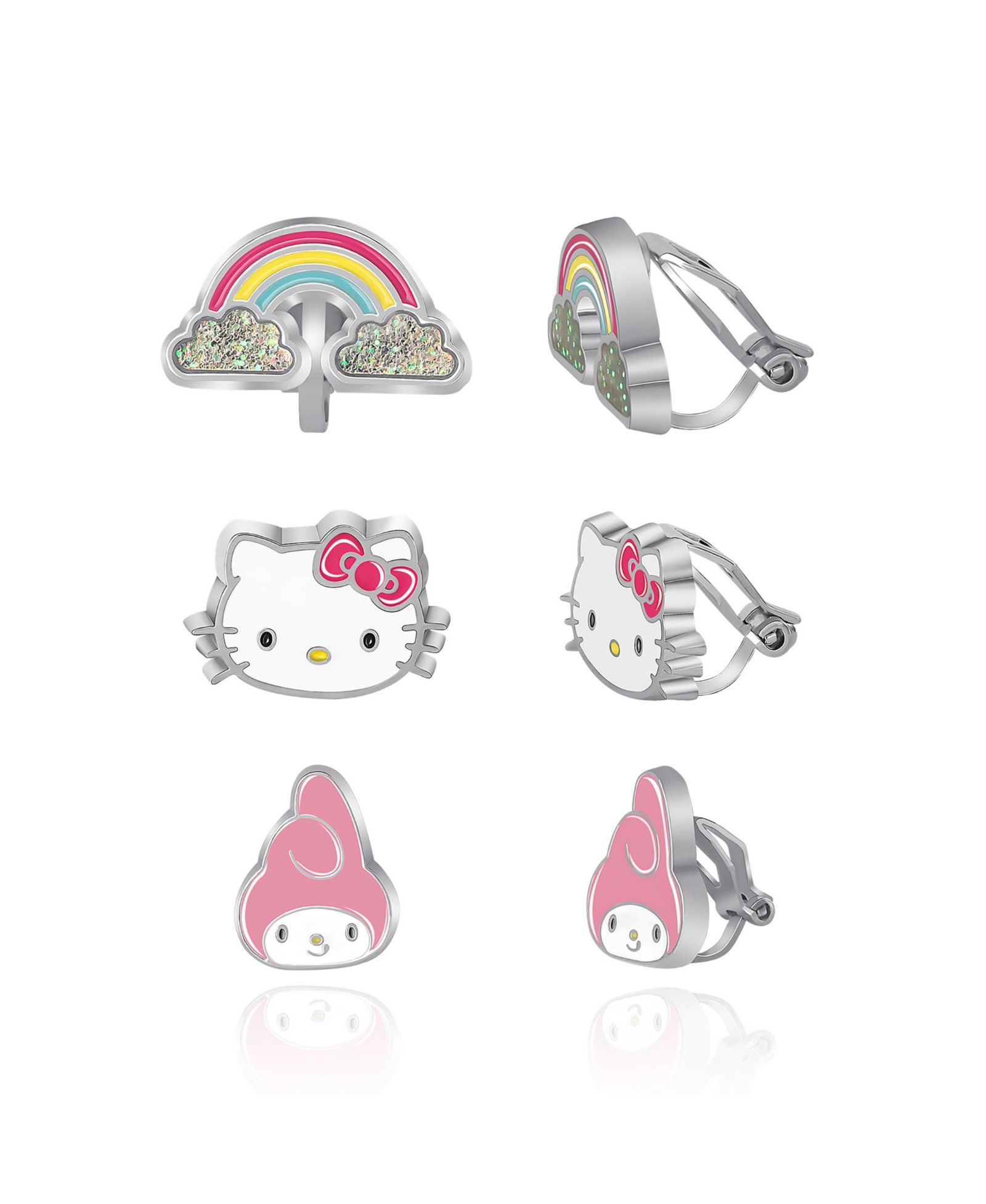 Серьги Sanrio Hello Kitty and Friends Clip On, 3 шт. — Rainbow, My Melody и Hello Kitty