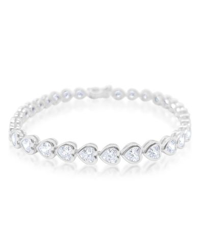 Etoielle White Gold Tone Heart Cut CZ Tennis Bracelet