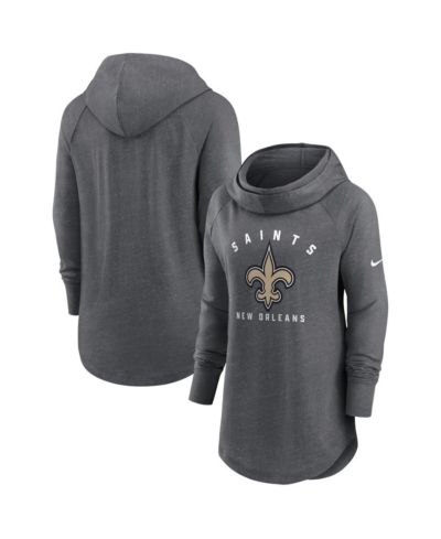 Women's Nike Heather Charcoal New Orleans Saints Raglan Funnel Neck Pullover Hoodie