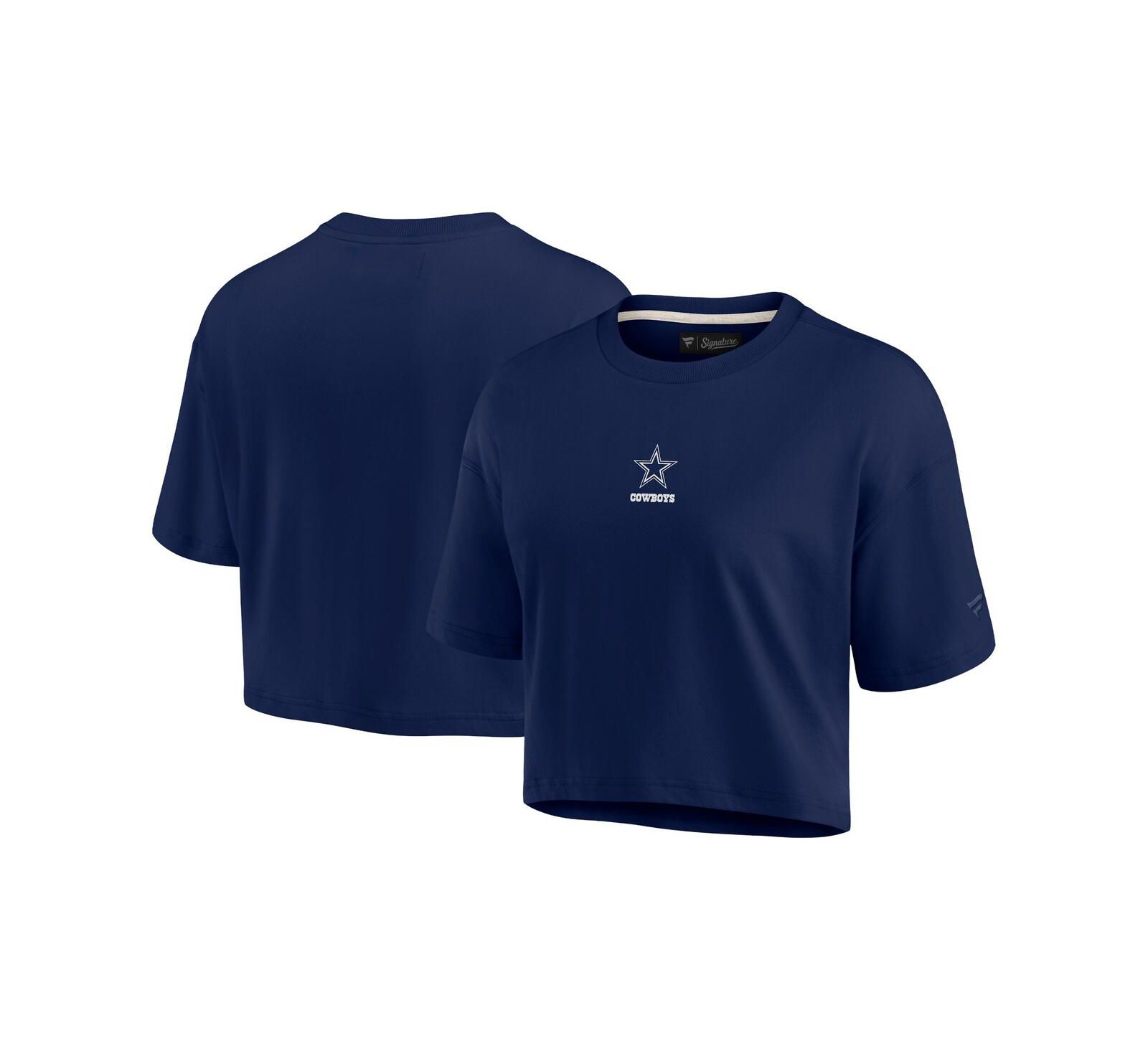 Женская укороченная футболка Fanatics Signature Navy Dallas Cowboys Super Soft Boxy Short Sleeve