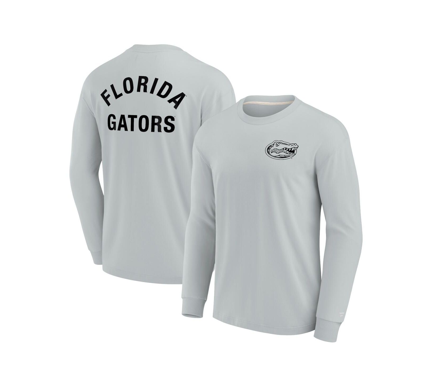 Мужская и женская футболка Fanatics Signature Gray Florida Gators, очень мягкая, с длинным рукавом