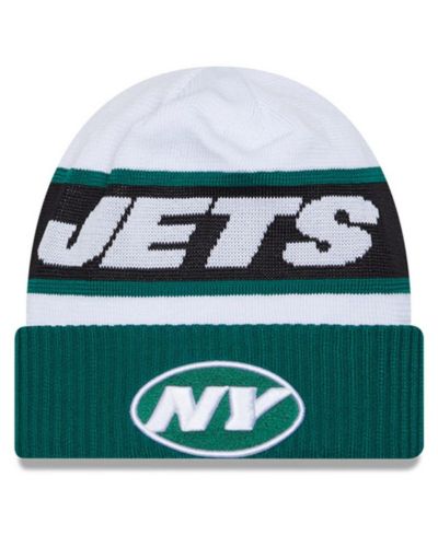 Мужская вязаная шапка New Era New York Jets 2023 Sideline Tech, белая/зеленая