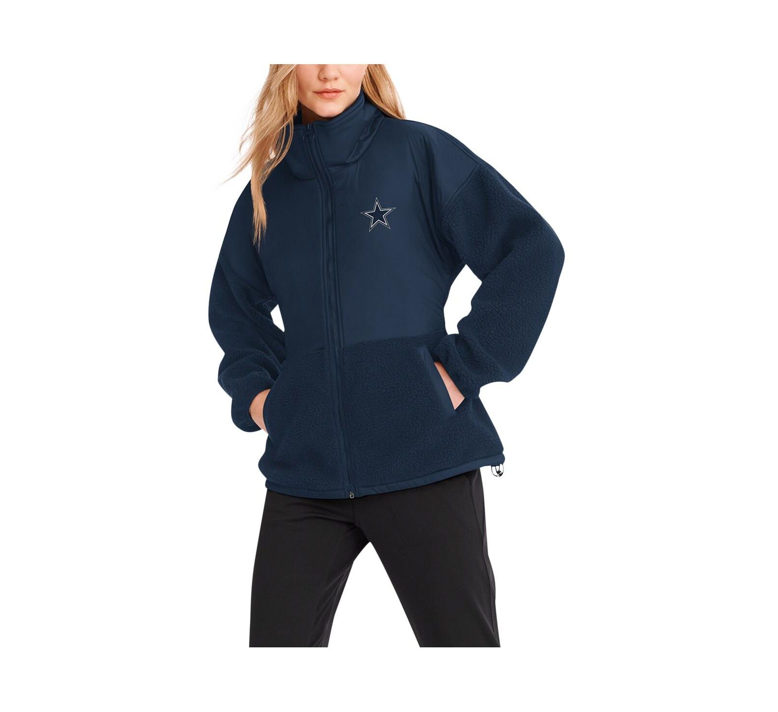 Women's DKNY Sport Navy Dallas Cowboys Drew Sherpa Full-Zip Jacket