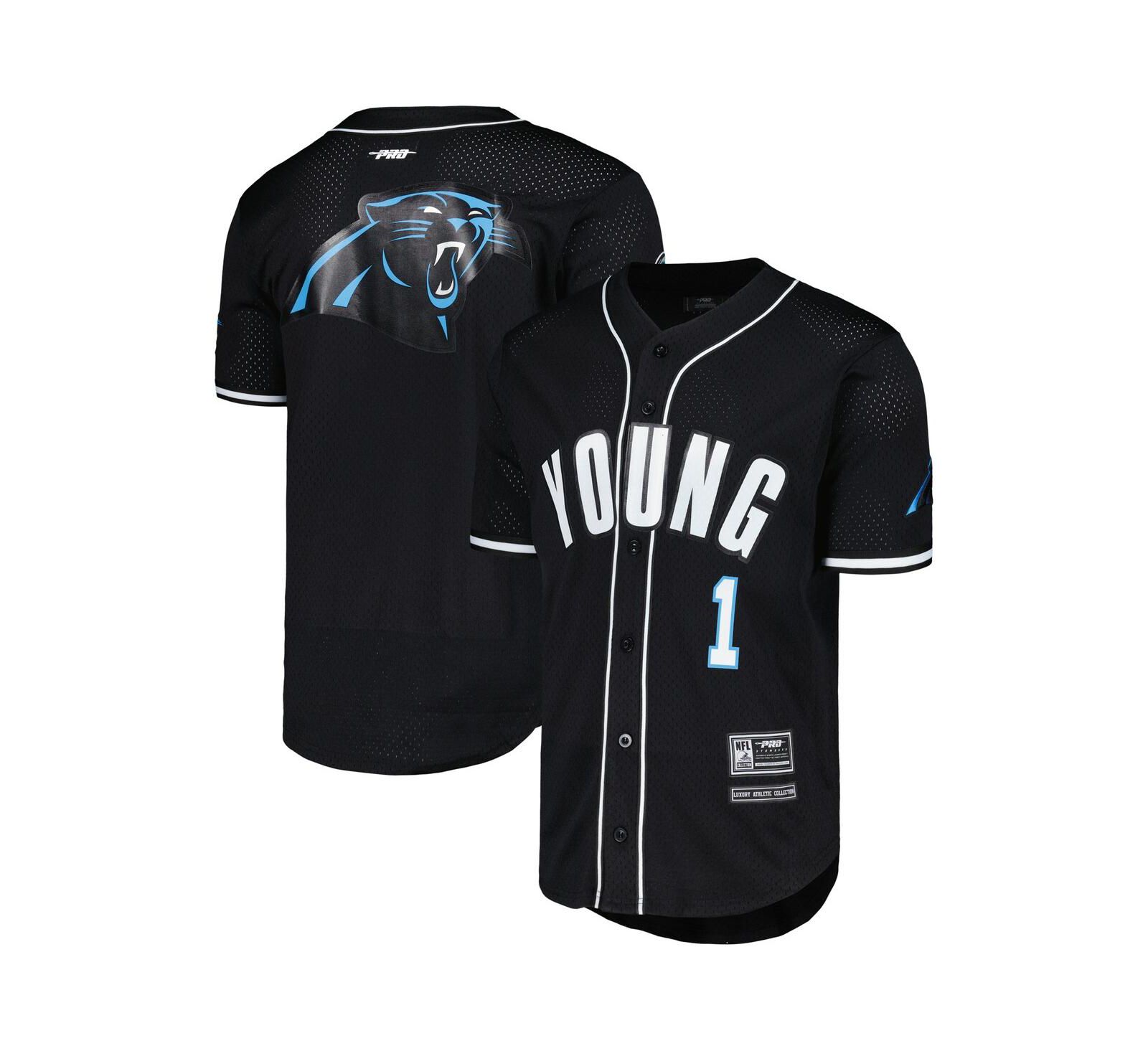 Мужская футболка Pro Standard Bryce Young Black Carolina Panthers Mesh Baseball Button-Up