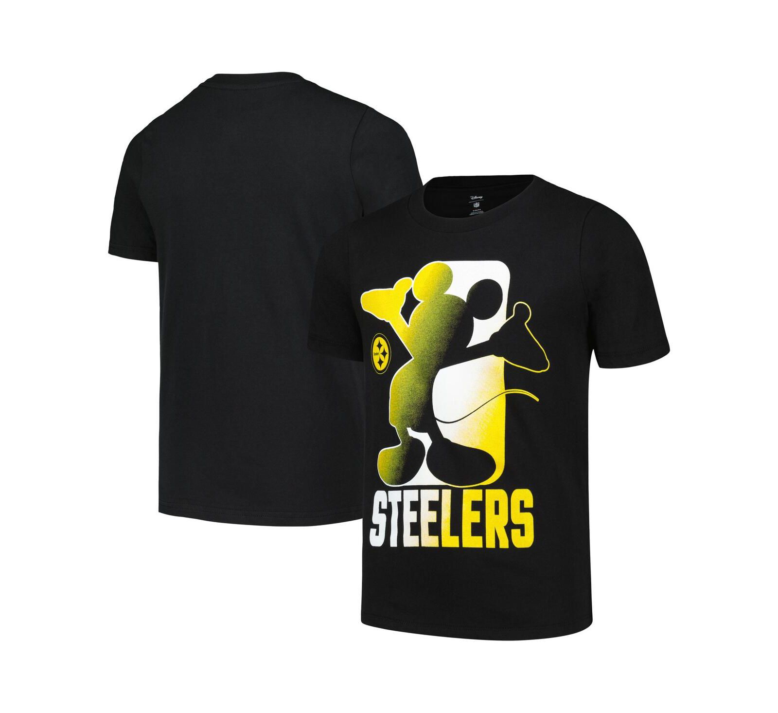 Футболка Outerstuff Big Boys Black Pittsburgh Steelers Disney Cross Fade