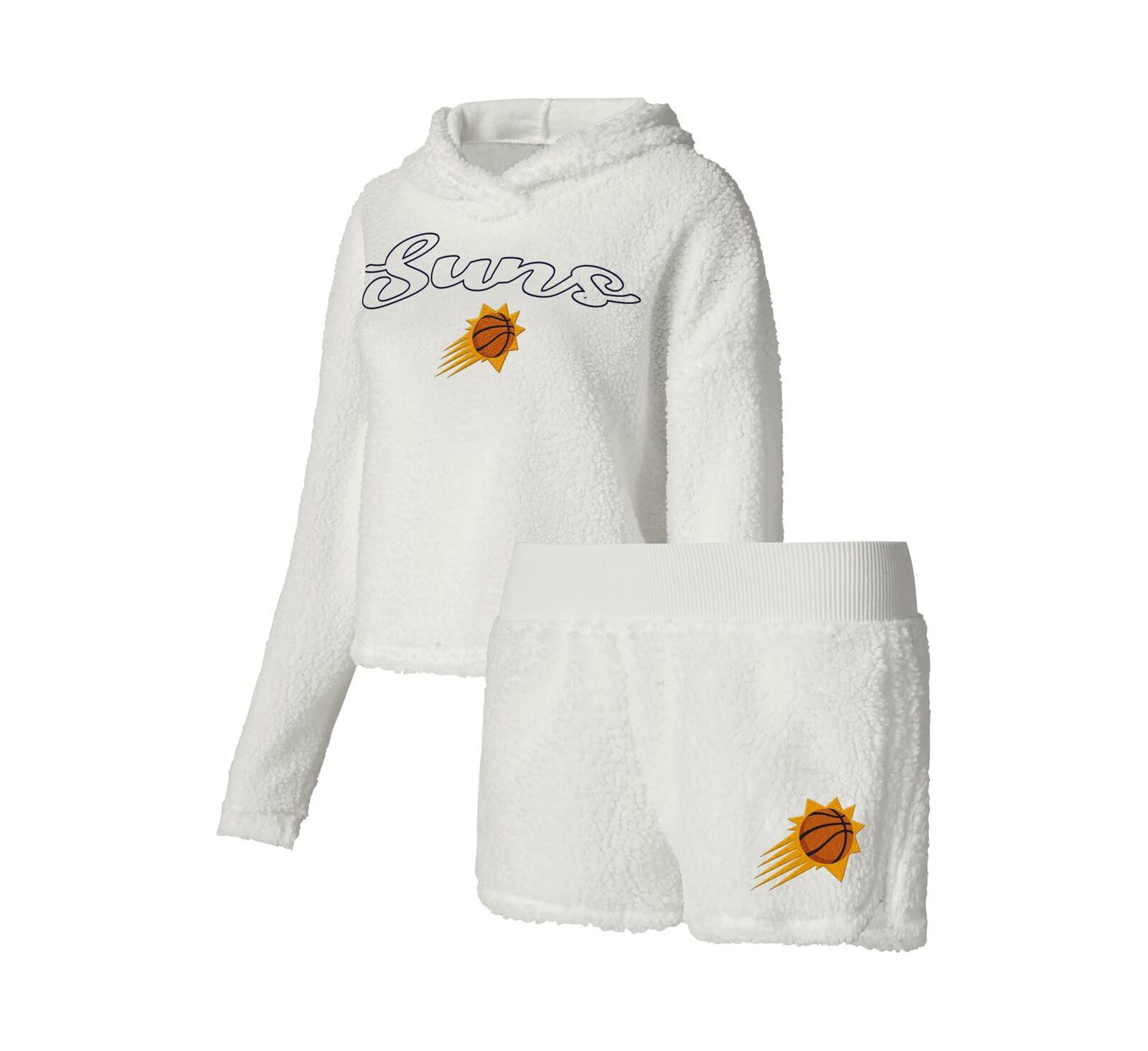 Женский комплект College Concepts Cream Phoenix Suns Fluffy Long Sleeve Hoodie и шорты