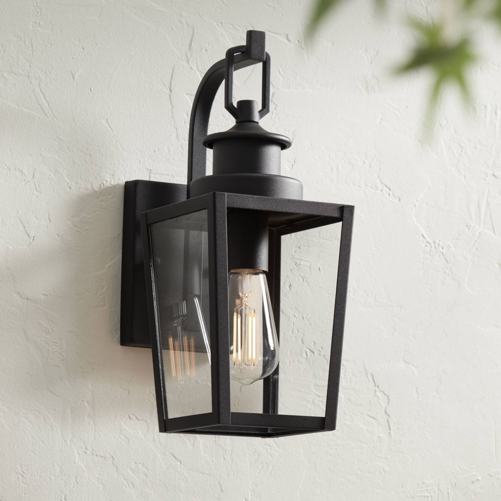Possini Euro Design Ackerly 14" High Farmhouse Rustic Lantern Outdoor Wall Light Fixture Mount Edison Bulb
