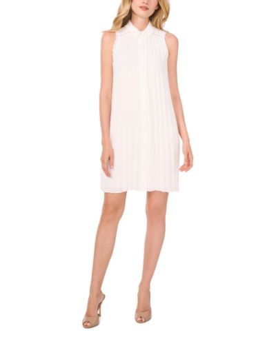 Платье CeCe Women's Sleeveless Scalloped Pleated Button-Down