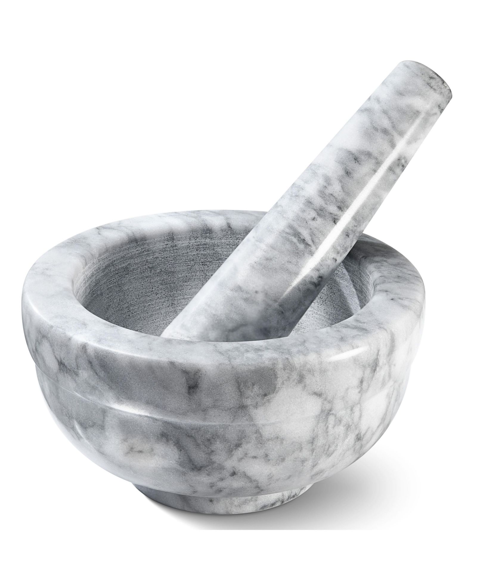 Homeitusa Mortar and Pestle Set - Small Grinding Bowl Container for Guacamole, Spices, Salsa, Pesto, Herbs - Best Mortar and Pestle Spice and Pills Crusher Set, Holds Up to 2.5oz - 3.75x2  , Marble Gray