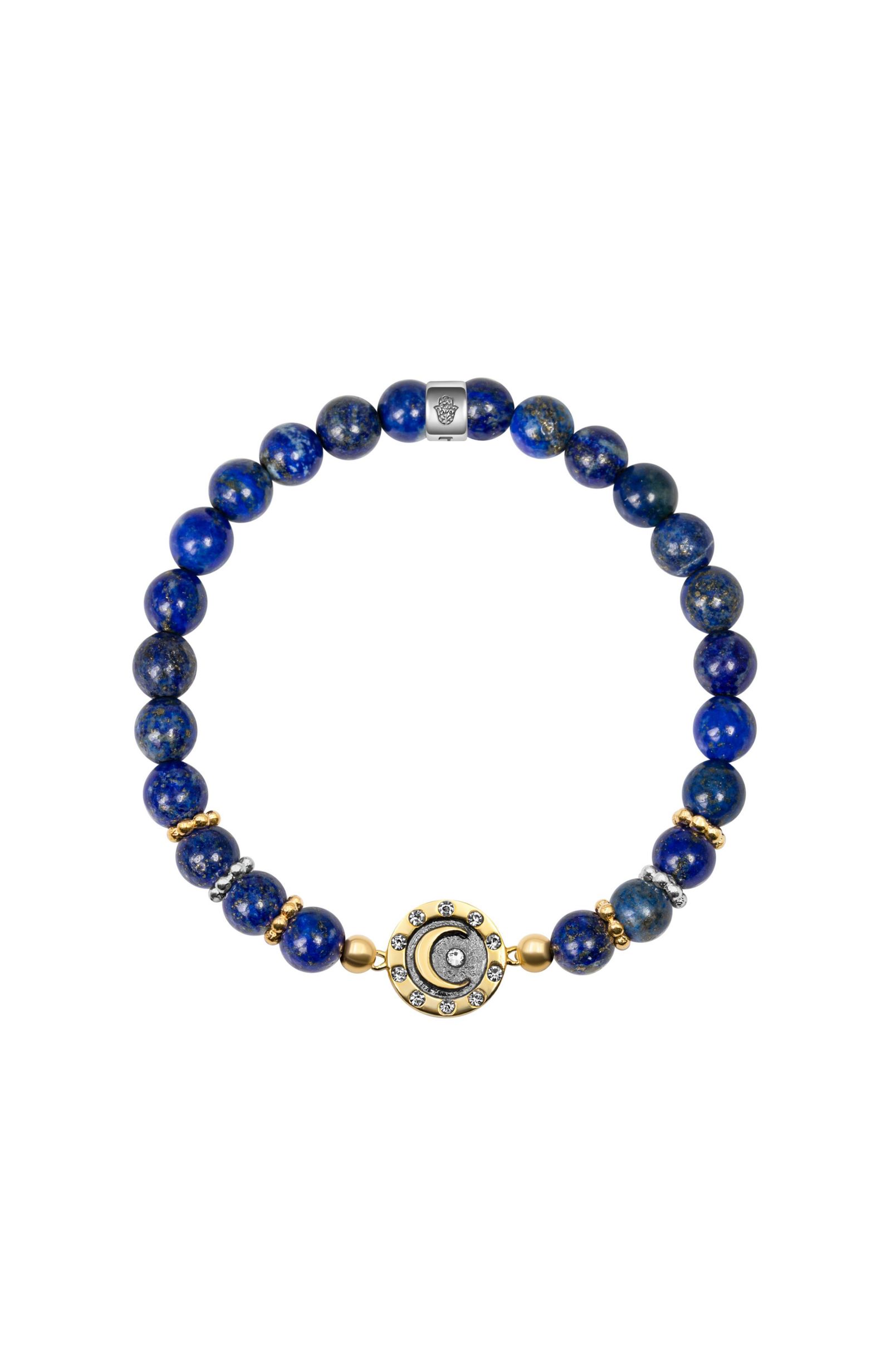 Karma and Luck Lapis Lazuli Moon Charm Bracelet
