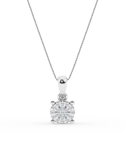 Diamond Cluster Pendant Necklace in Sterling Silver (1/10 ct. t.w.)