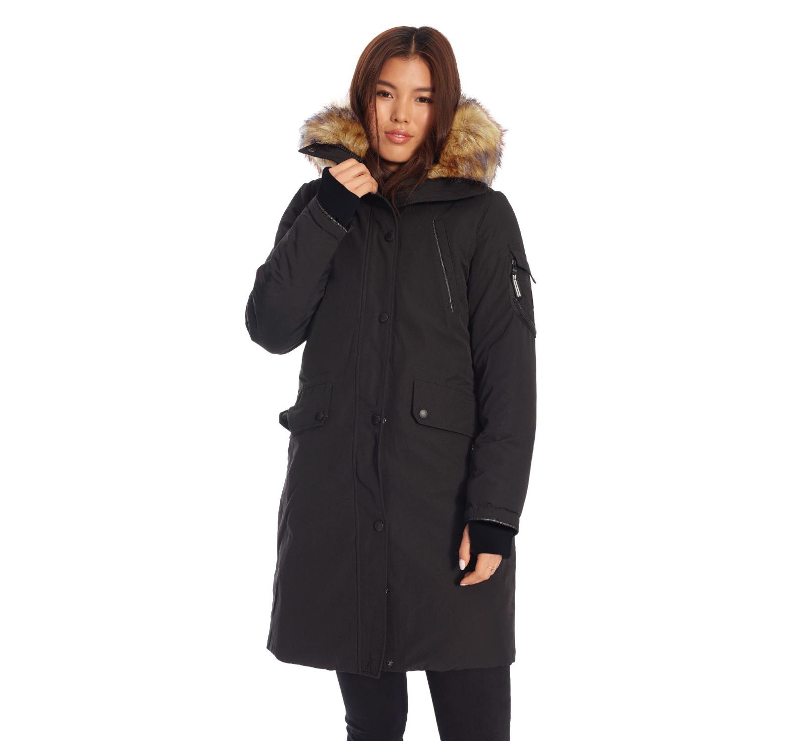Alpine North Women's Laurentian | Long Winter Parka with Faux Fur Hood
