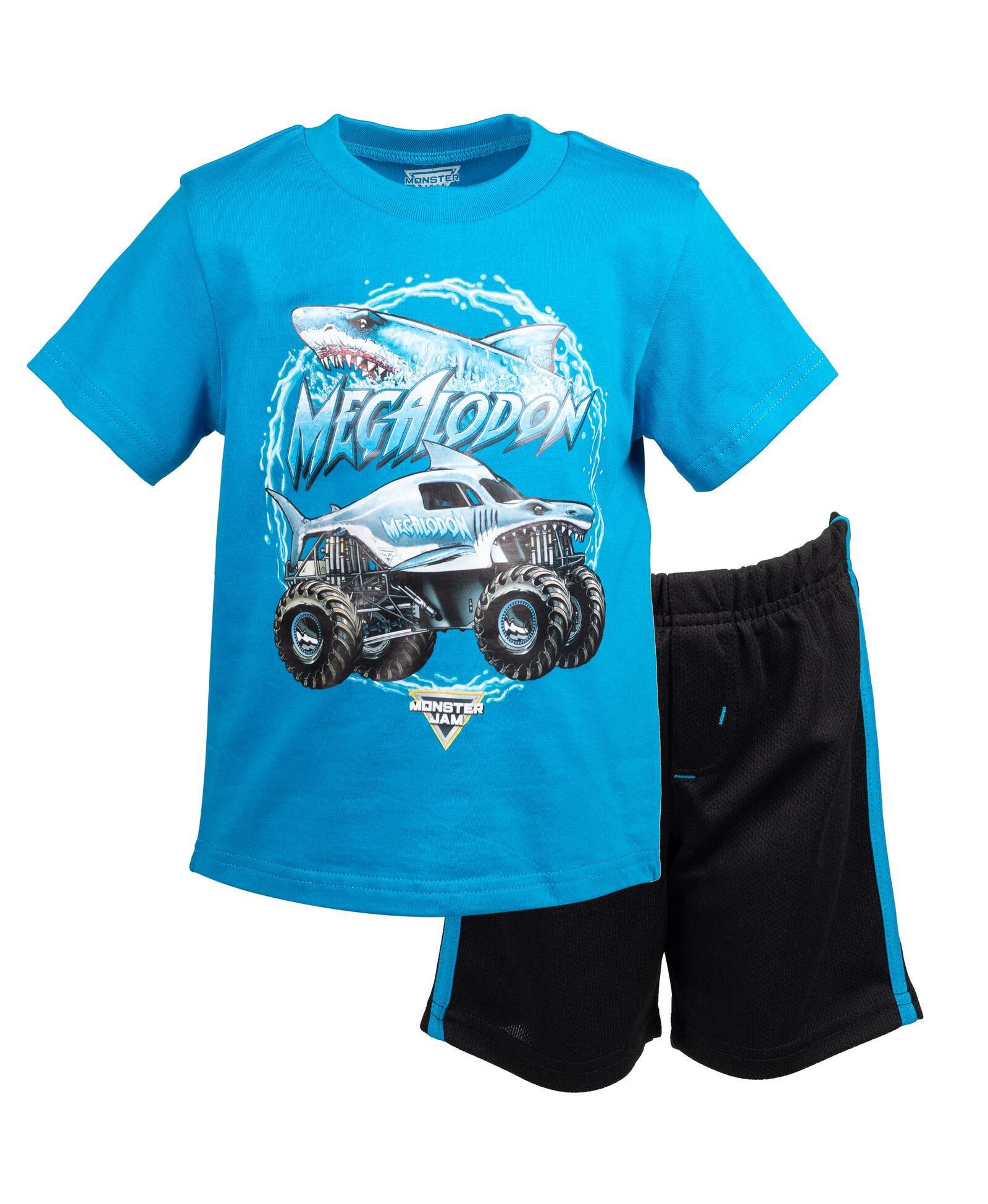 Monster Jam Boys' Athletic 2-Piece T-Shirt and Mesh Shorts Set