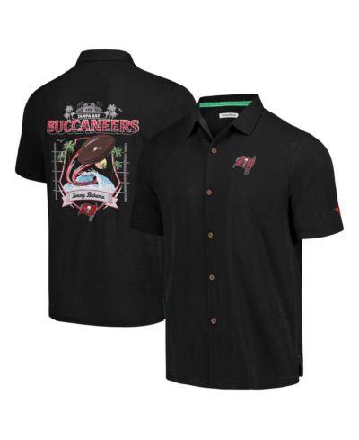 Men's Tommy Bahama Black Tampa Bay Buccaneers Tidal Kickoff Camp Button-Up Shirt