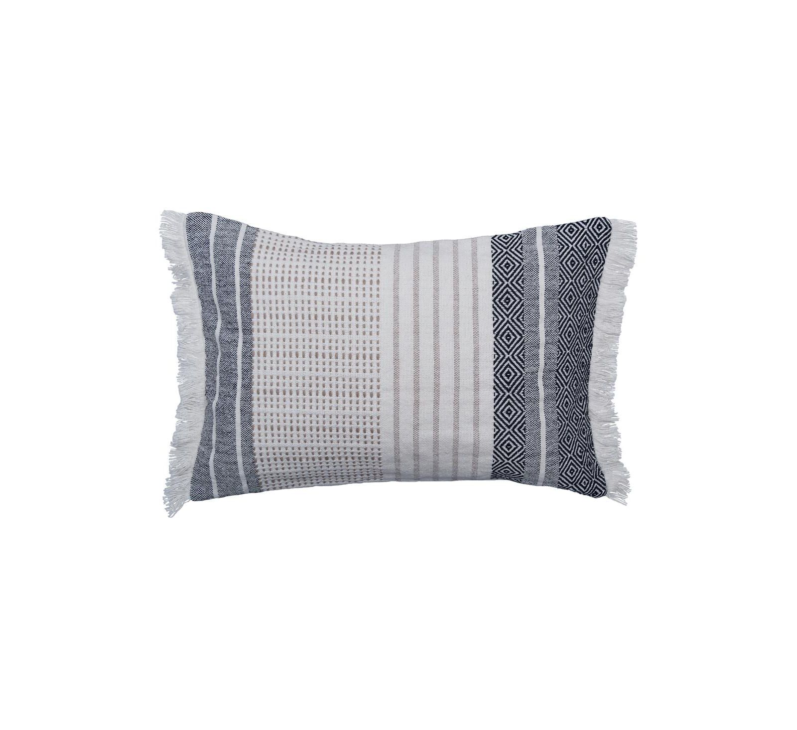 Декоративная поясничная подушка Berkley Onyx Grey Striped Cotton Blend 14" x 22"