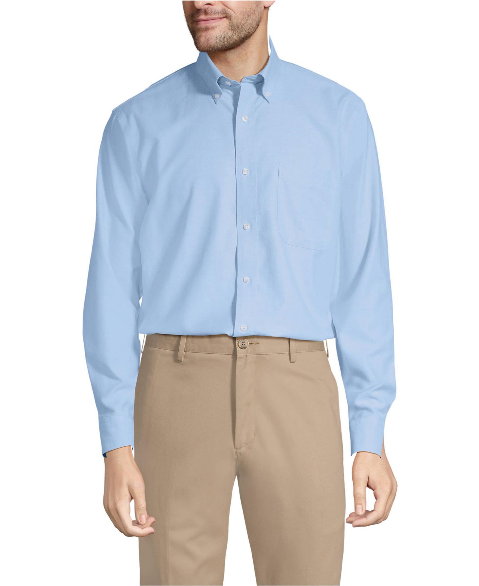 Lands' End Women's Men's Traditional Fit Solid No Iron Supima Oxford Dress Shirt