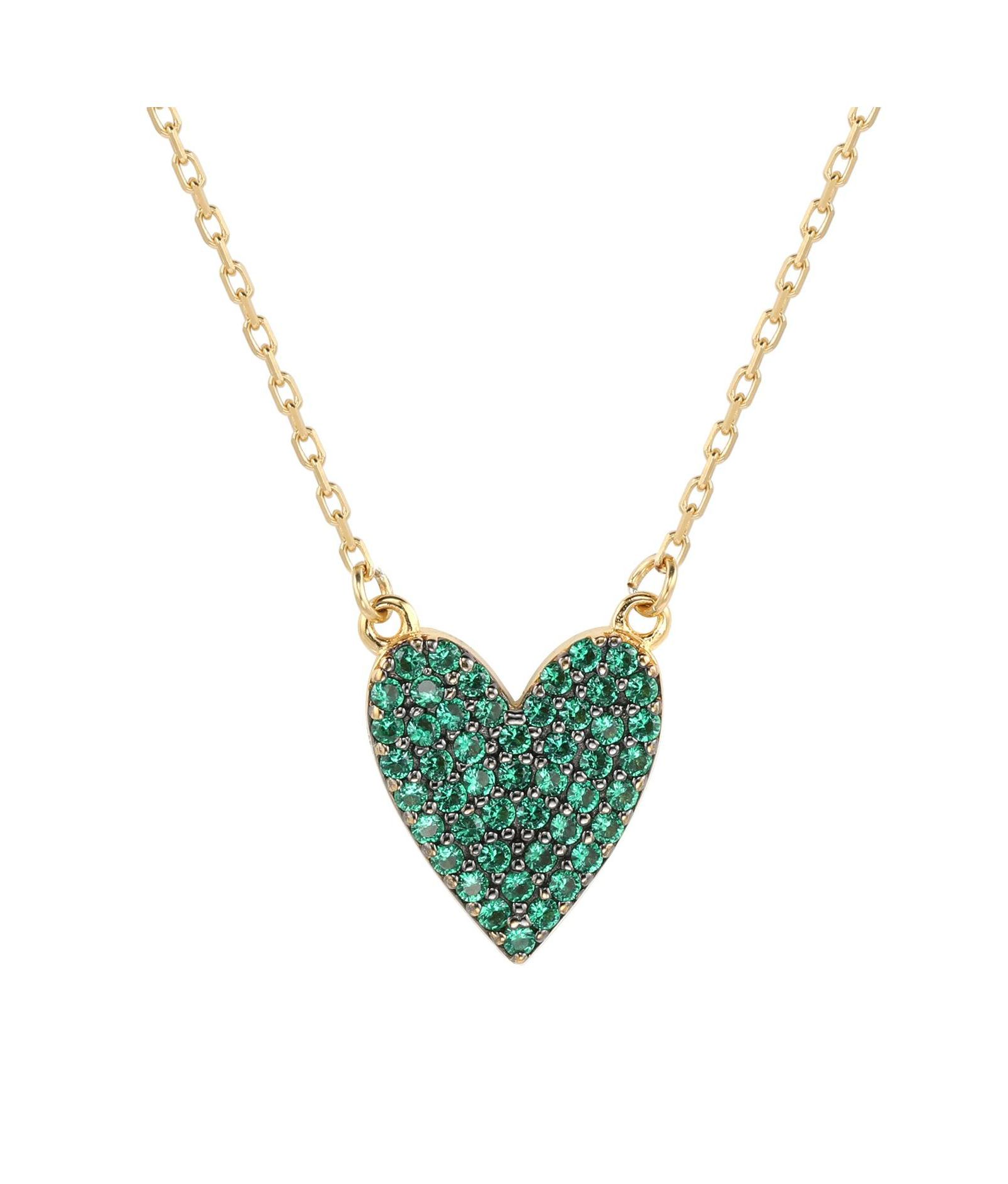 Колье Suzy Levian Sterling Silver Cubic Zirconia Pave Solid Heart