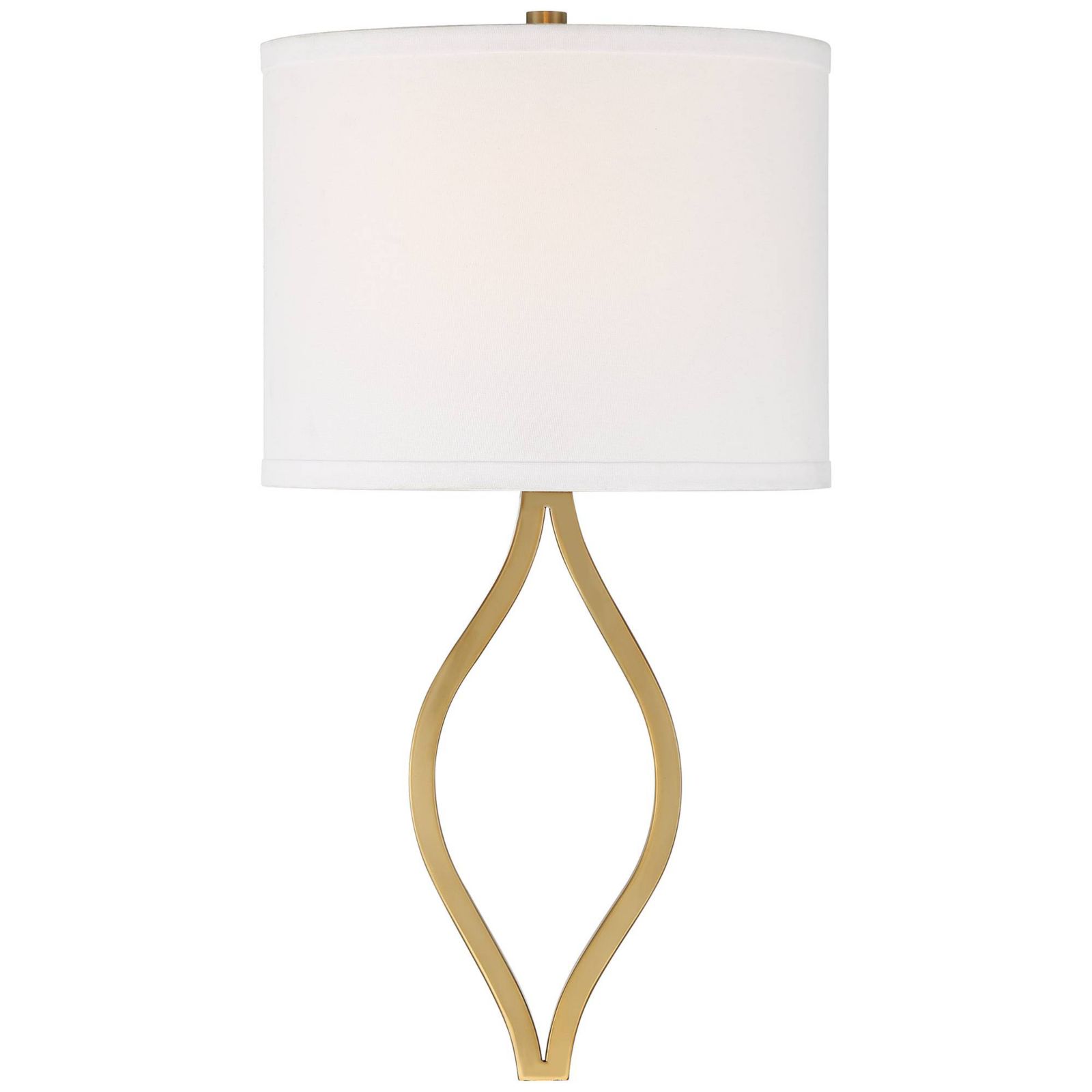 Possini Euro Design Modern Wall Light Sconce Warm Brass Hardwired 19 1/2" High Fixture Half Moon Linen Shade for Bedroom Living Room