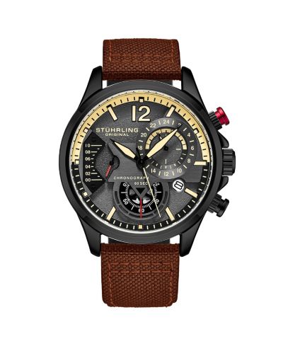 Stuhrling Мужские кварцевые хронограф часы Model 4029, кожаный ремешок