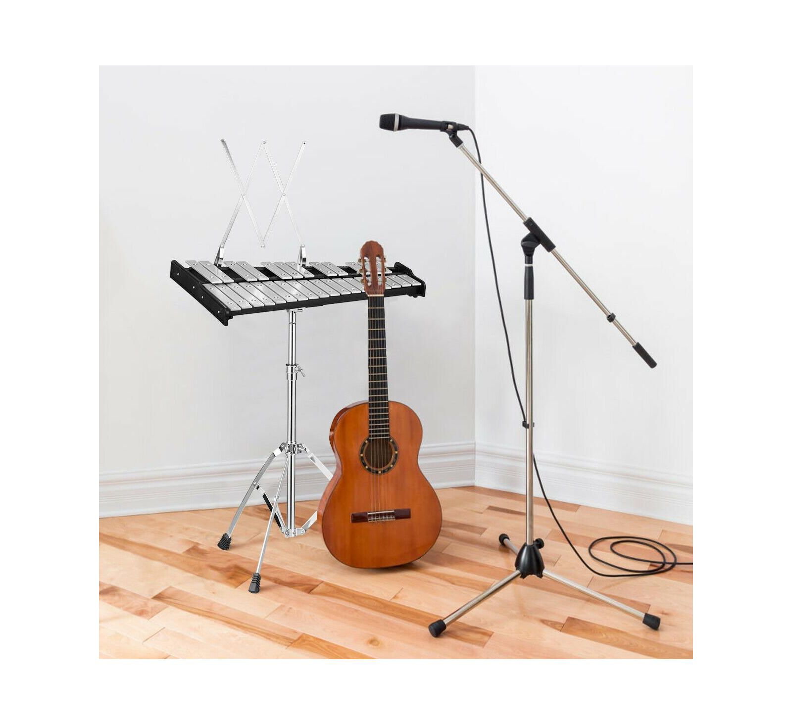 30-Note Glockenspiel Percussion Set with Adjustable Stand Practice Pad Mallets and Carry Bag