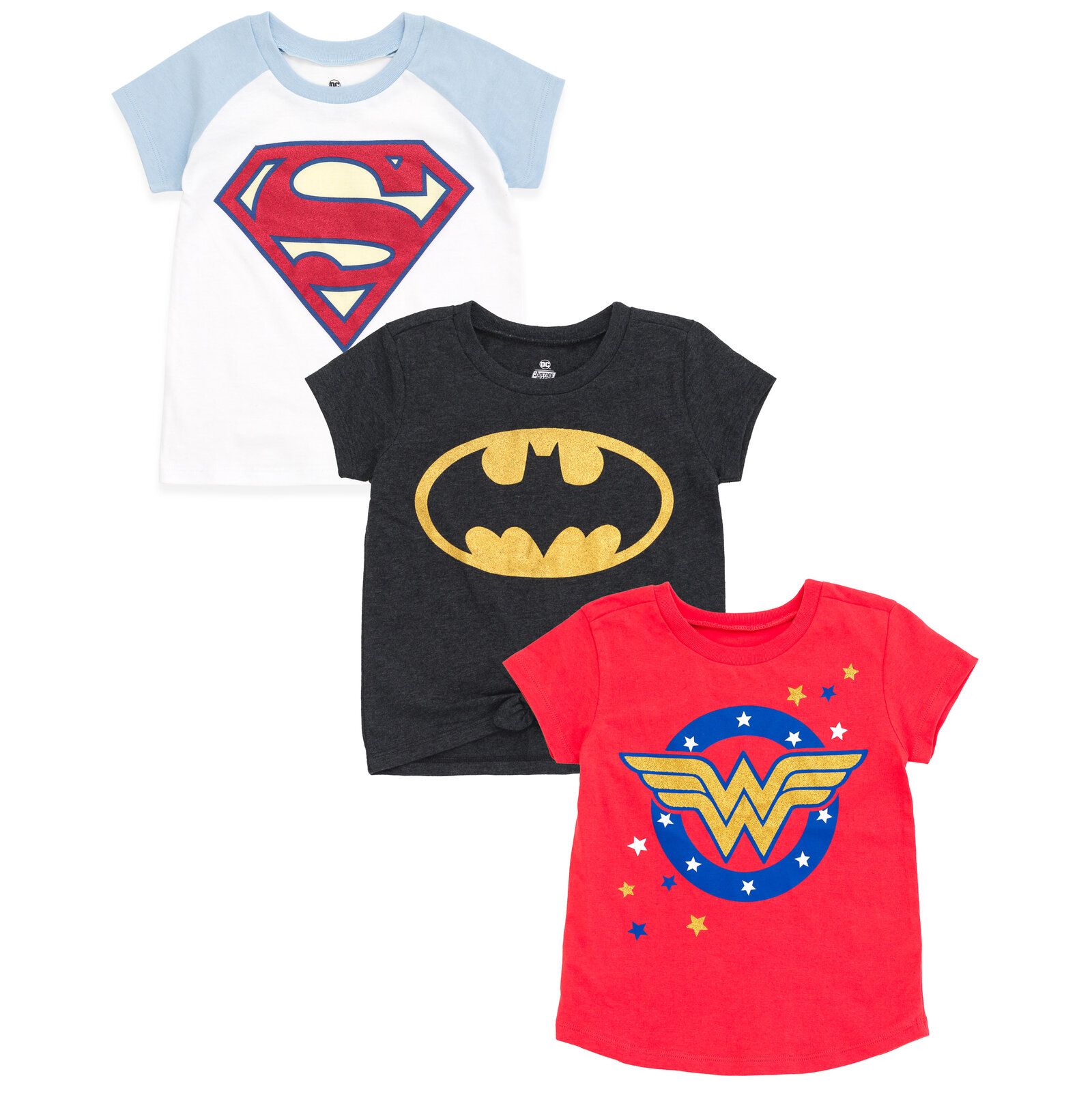 Набор футболок Justice League DC Comics Batgirl и Wonder Woman для девочек, 3 шт