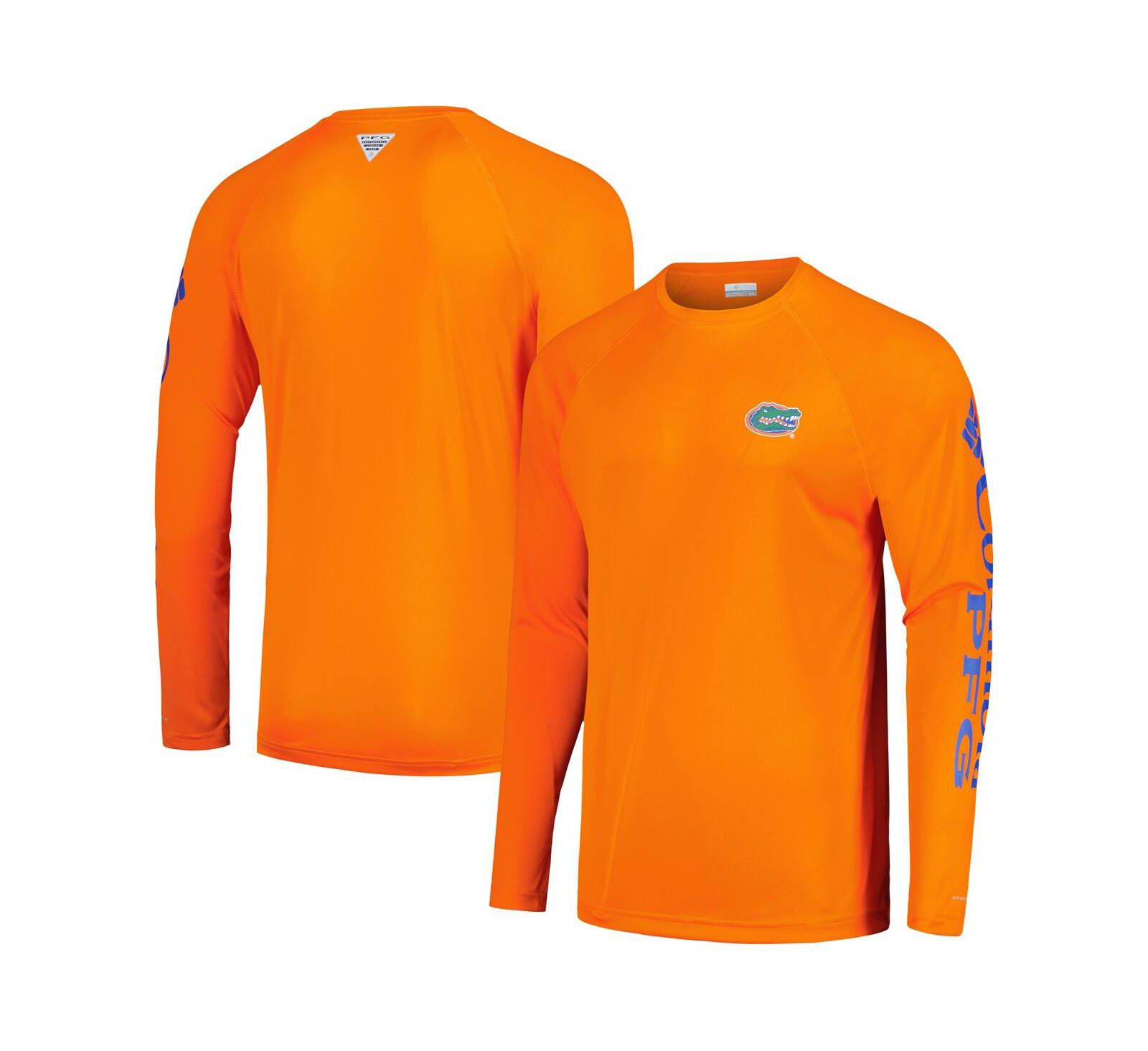 Men's Columbia Orange Florida Gators Terminal Tackle Omni-Shade Raglan Long Sleeve T-shirt