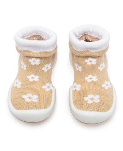 Детские носочки-ботиночки Komuello Infant Girl Breathable Washable Non-Slip Daisies - Latte