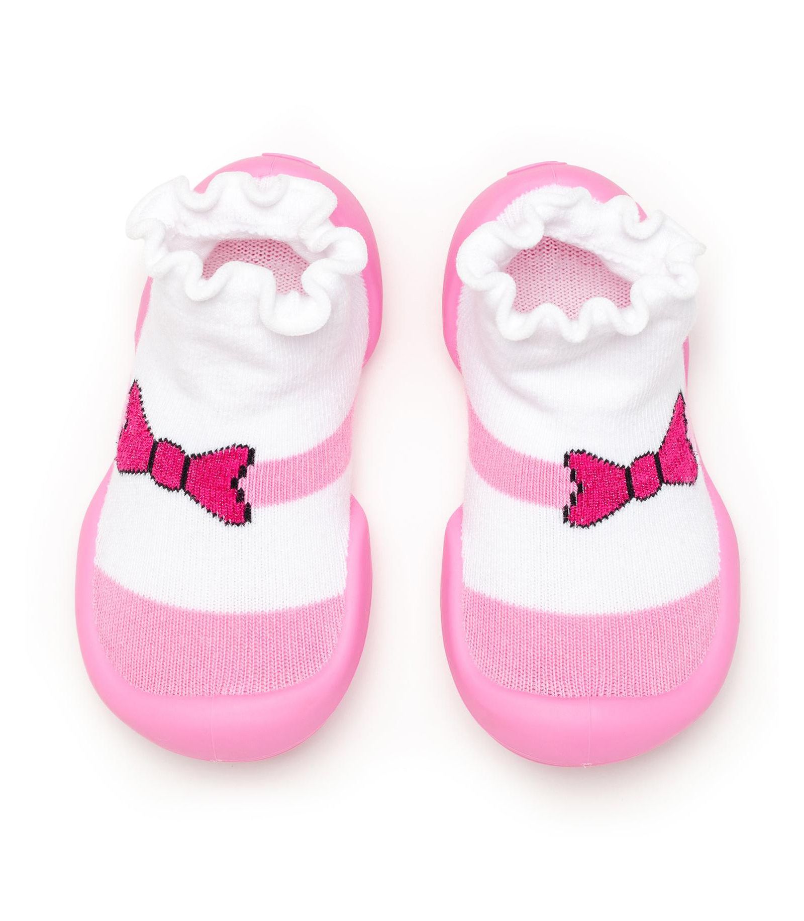 Komuello Infant Girl Breathable Washable Non-Slip Sock Shoes Mary Jane Bow