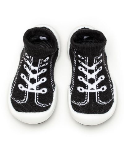 Komuello Infant Girl Boy First Walk Sock Shoes Sneakers - Black