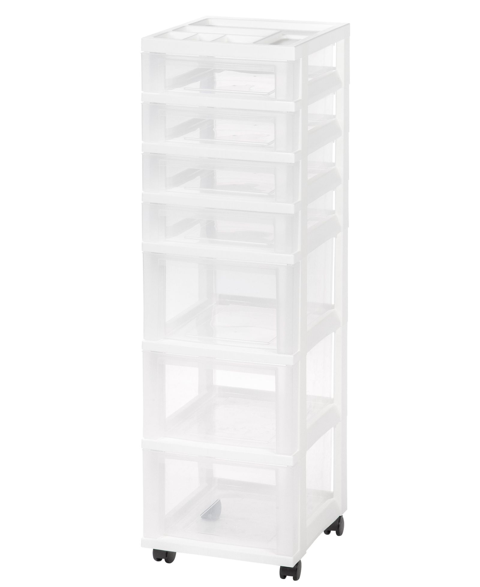 IRIS USA 7 Drawers Plastic Storage rolling Cart with drawer, White