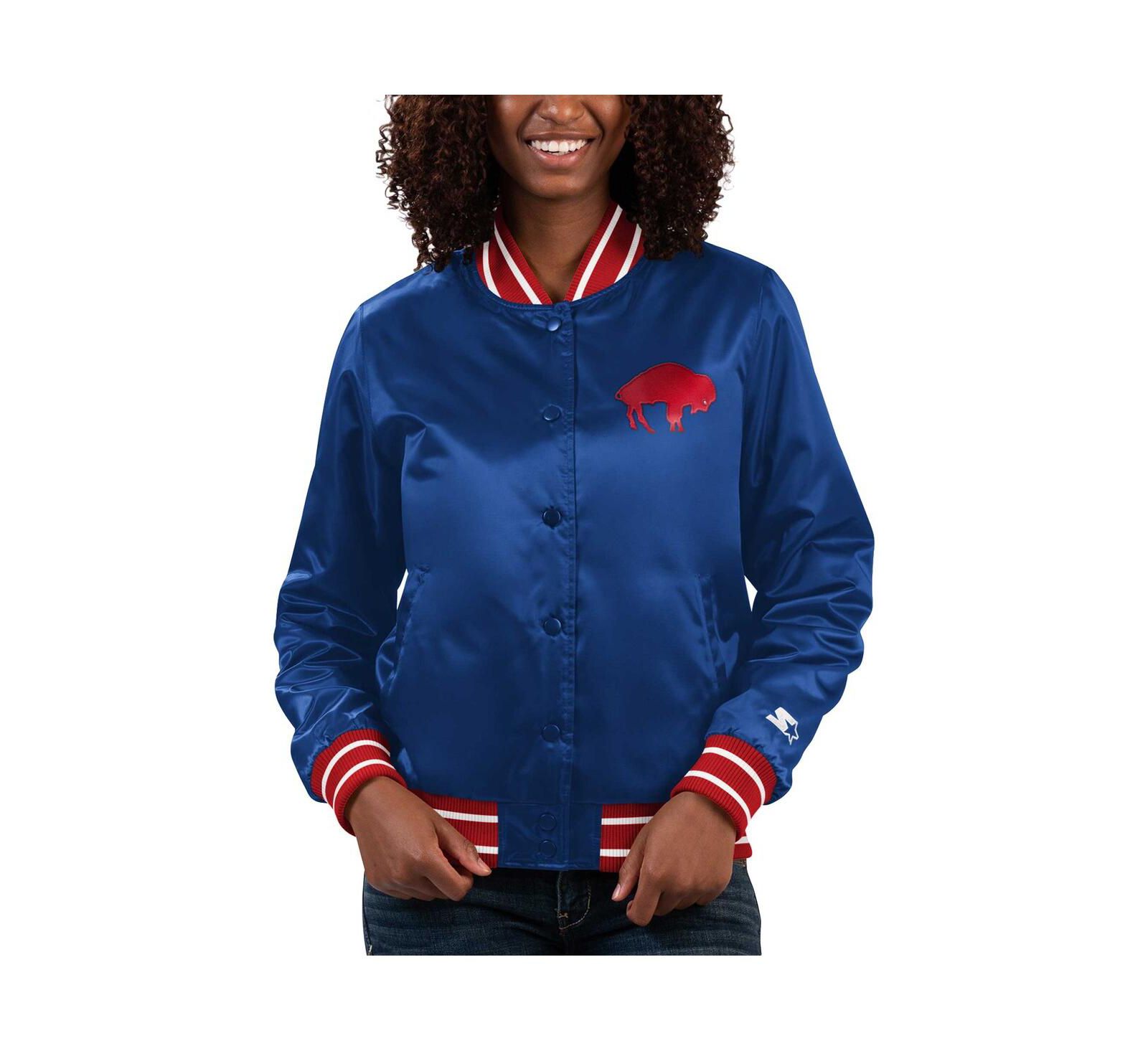 Женская университетская куртка Starter Royal Buffalo Bills Full Count Satin Full-Snap Varsity