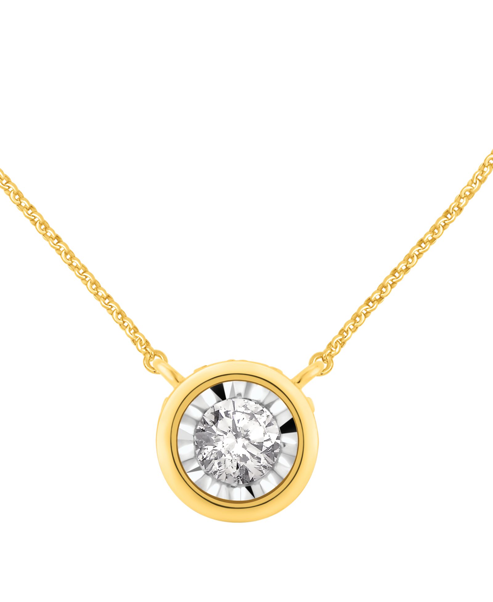 Подвеска с бриллиантом Diamond Miracle Plate Bezel в 14k Gold и 14k White Gold, 16" + 2" extender