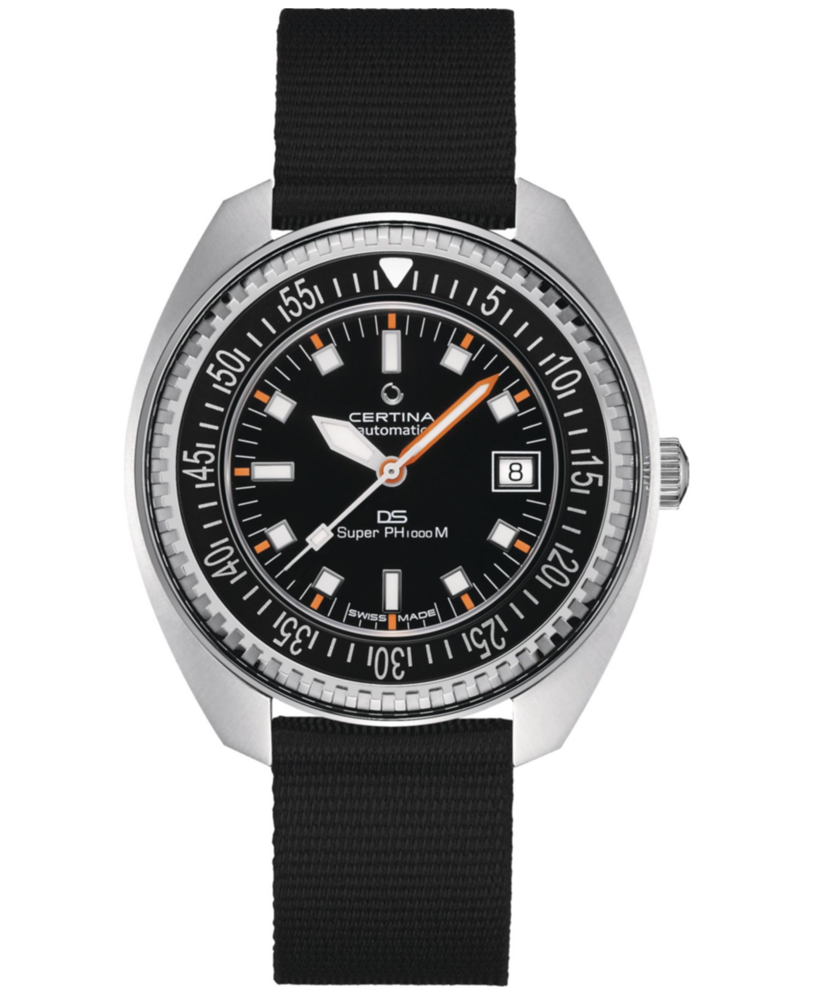 Certina Men's Swiss Automatic DS PH1000M Powermatic 80 Black Synthetic Strap Watch 44mm