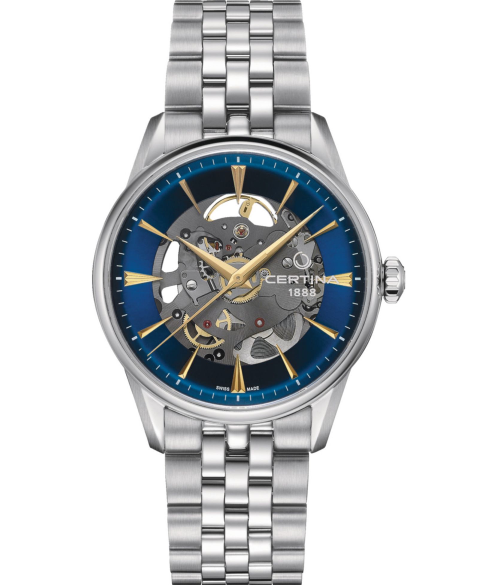 Certina мужские часы DS-1 Skeleton, стальной браслет, автоматические, 40mm