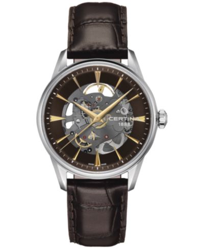 Мужские часы Certina Men's Swiss Automatic DS-1 Skeleton Black Strap Watch 40mm