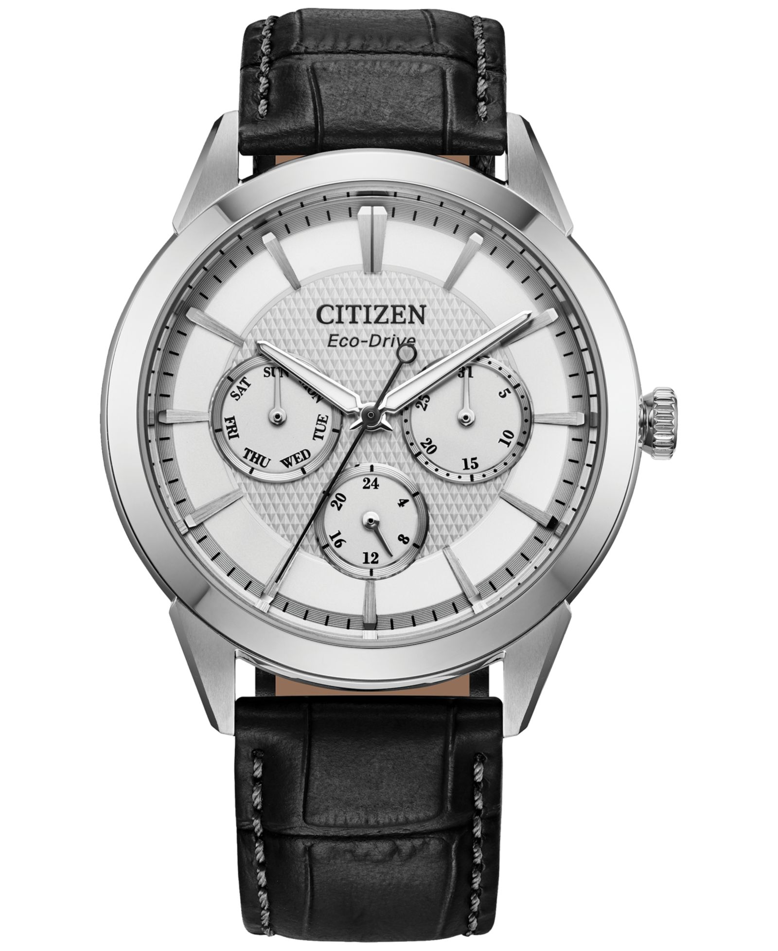 Мужские часы Citizen Eco-Drive Rolan Gray Leather Strap 40mm