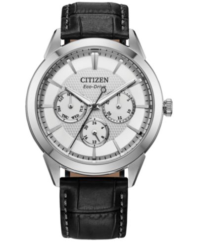 Мужские часы Citizen Eco-Drive Rolan Gray Leather Strap 40mm