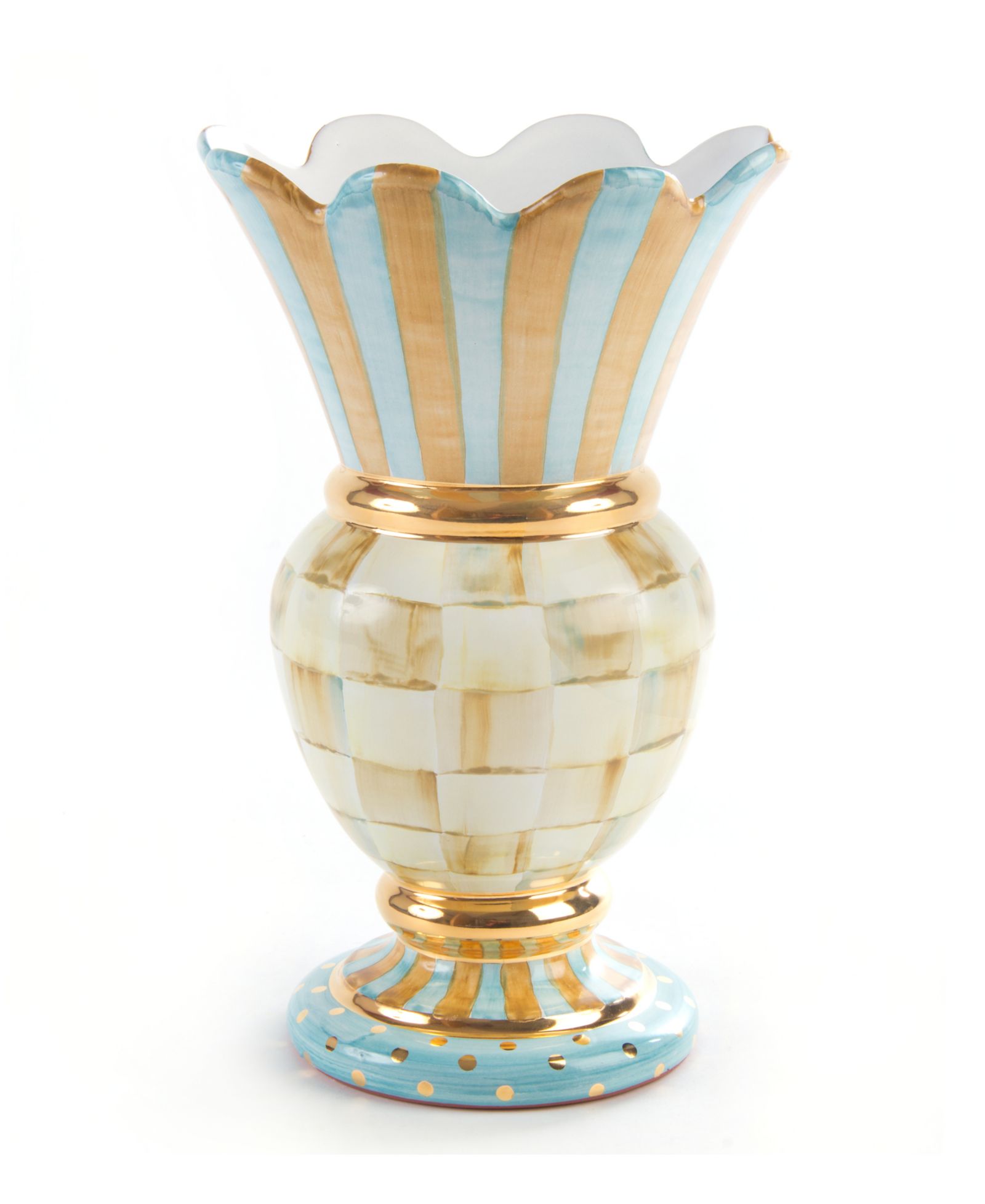 Ваза MacKenzie-Childs Parchment Pedestal Check Great