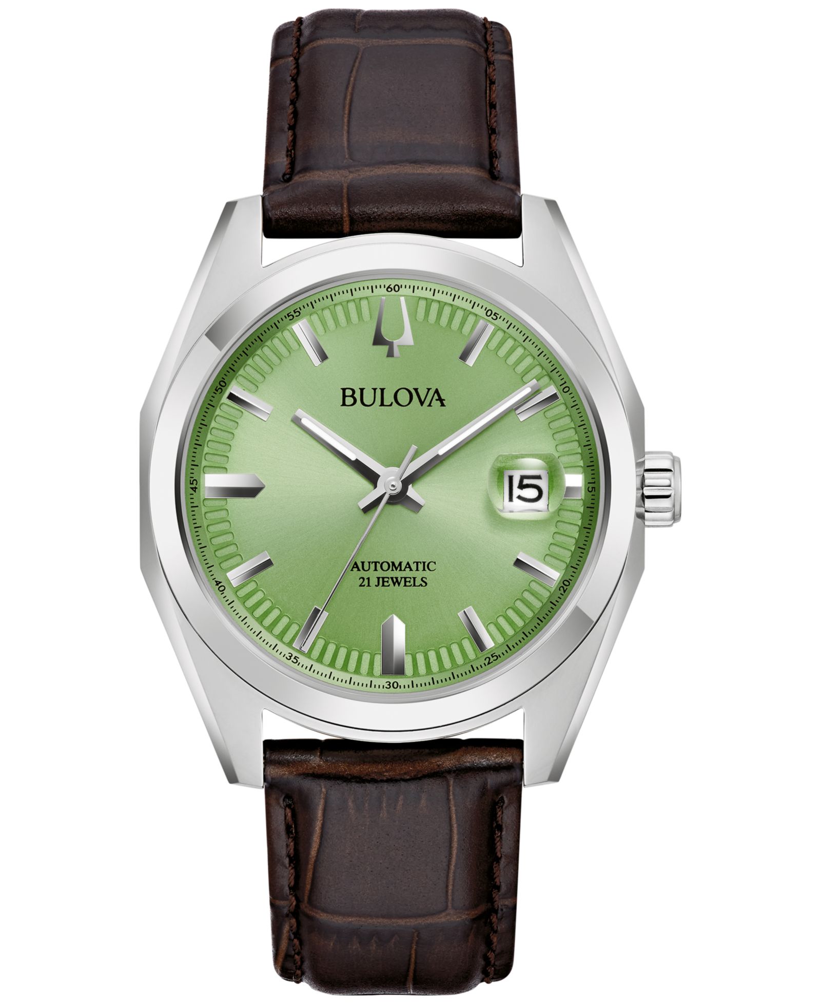Мужские часы Bulova Automatic Surveyor Brown Leather Strap 39mm