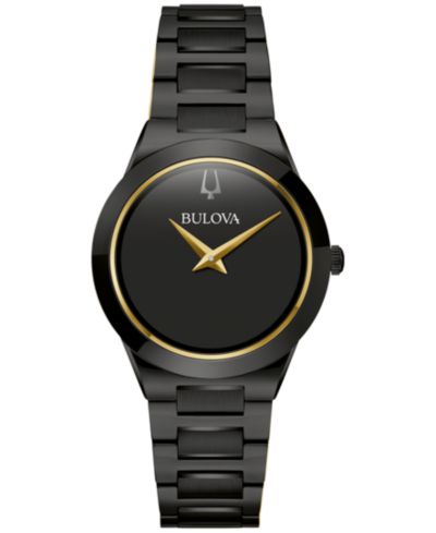 Bulova Women's Modern Millennia Black-Tone Stainless Steel Bracelet Watch 32mm