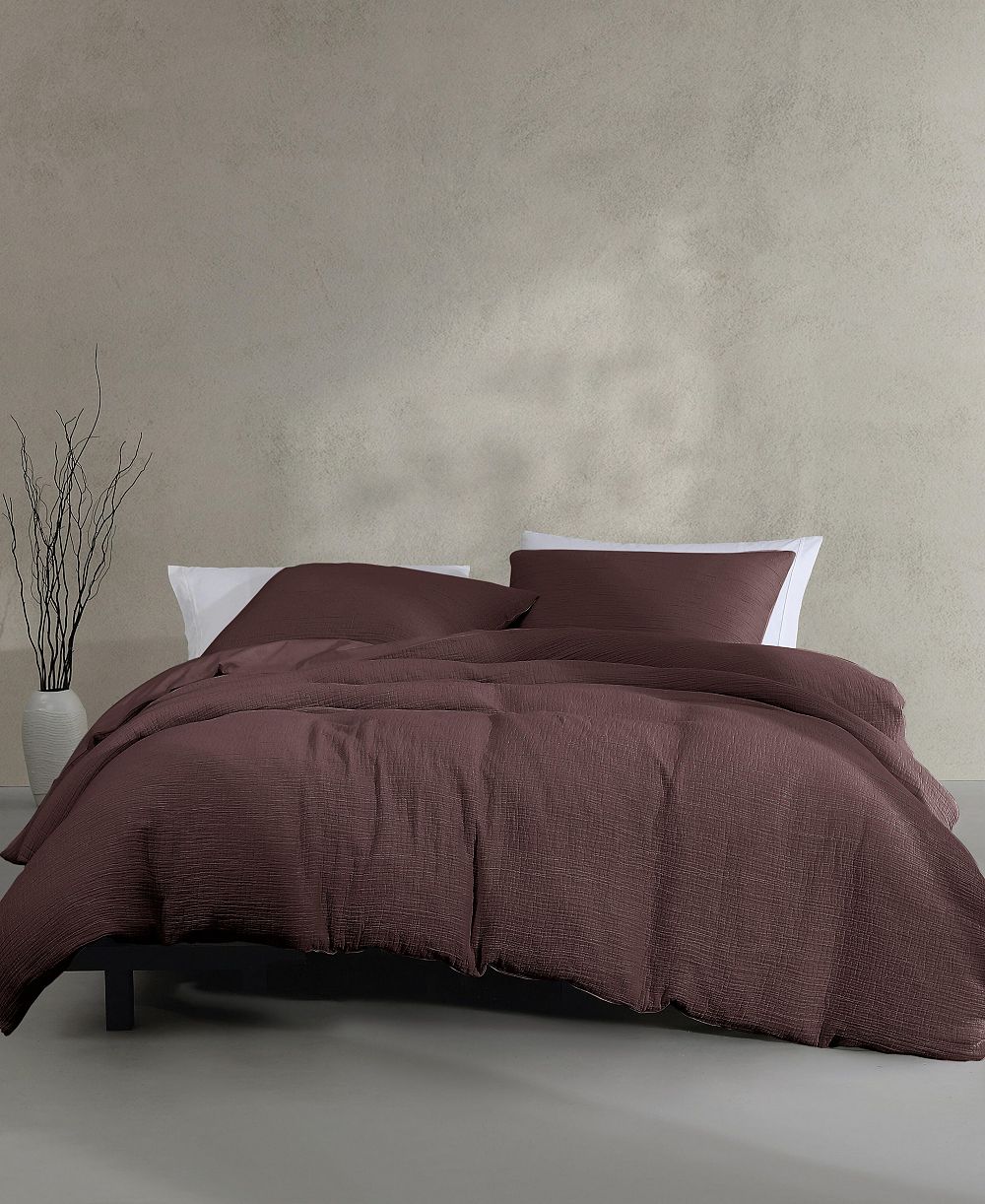 Calvin Klein Washed Texture Solid Cotton Jacquard 3 Piece Comforter Set, Queen