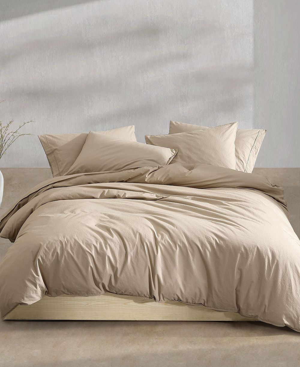 Calvin Klein Washed Percale Cotton Solid 3 Piece Duvet Cover Set, King