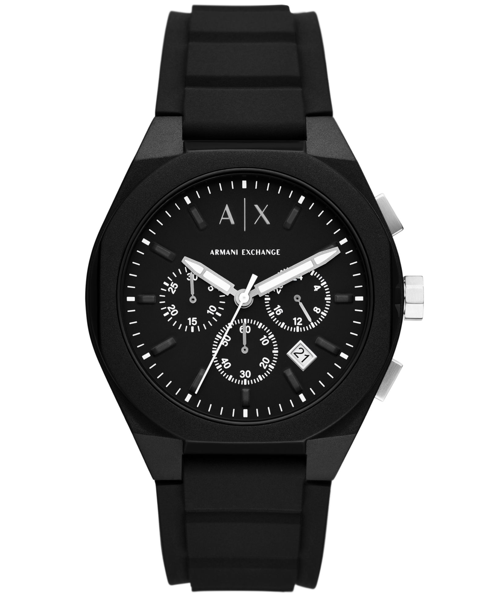 Мужские хронограф часы A|X Armani Exchange Sync Black Silicone, 44mm