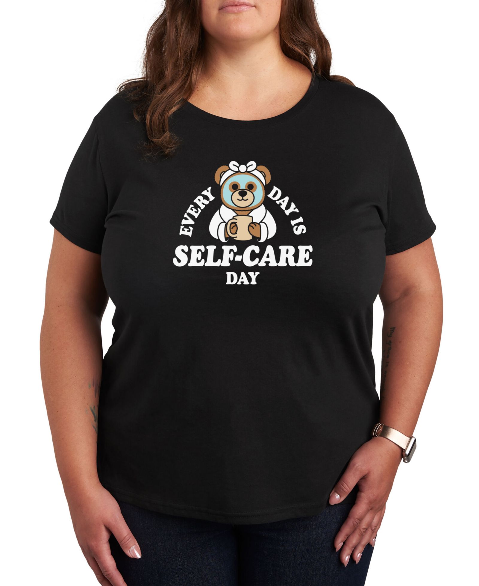 Женская футболка Hybrid Apparel Trendy Plus Size Self Care Teddy Graphic