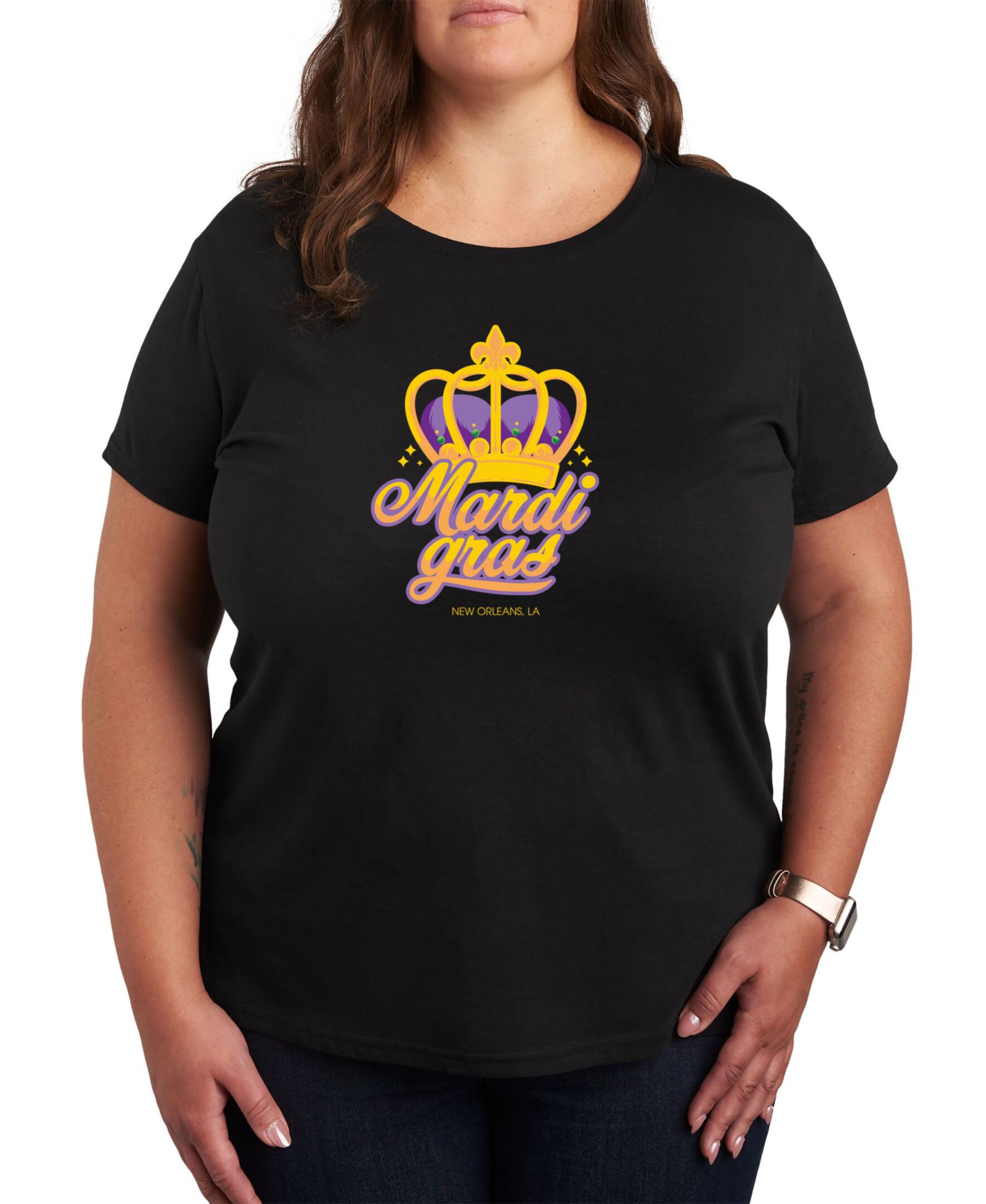 Hybrid Apparel Trendy Plus Size Mardi Gras Graphic T-shirt