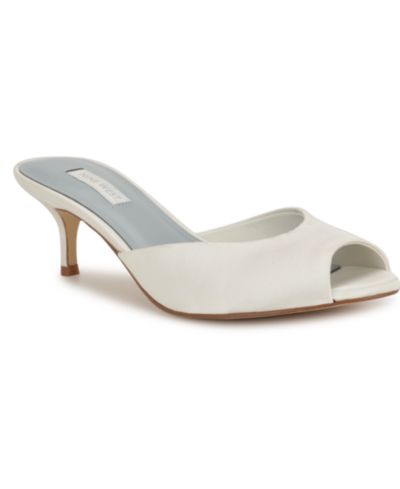 Женские свадебные туфли Nine West Luvlie из атласа с открытым носком и каблуком kitten heel